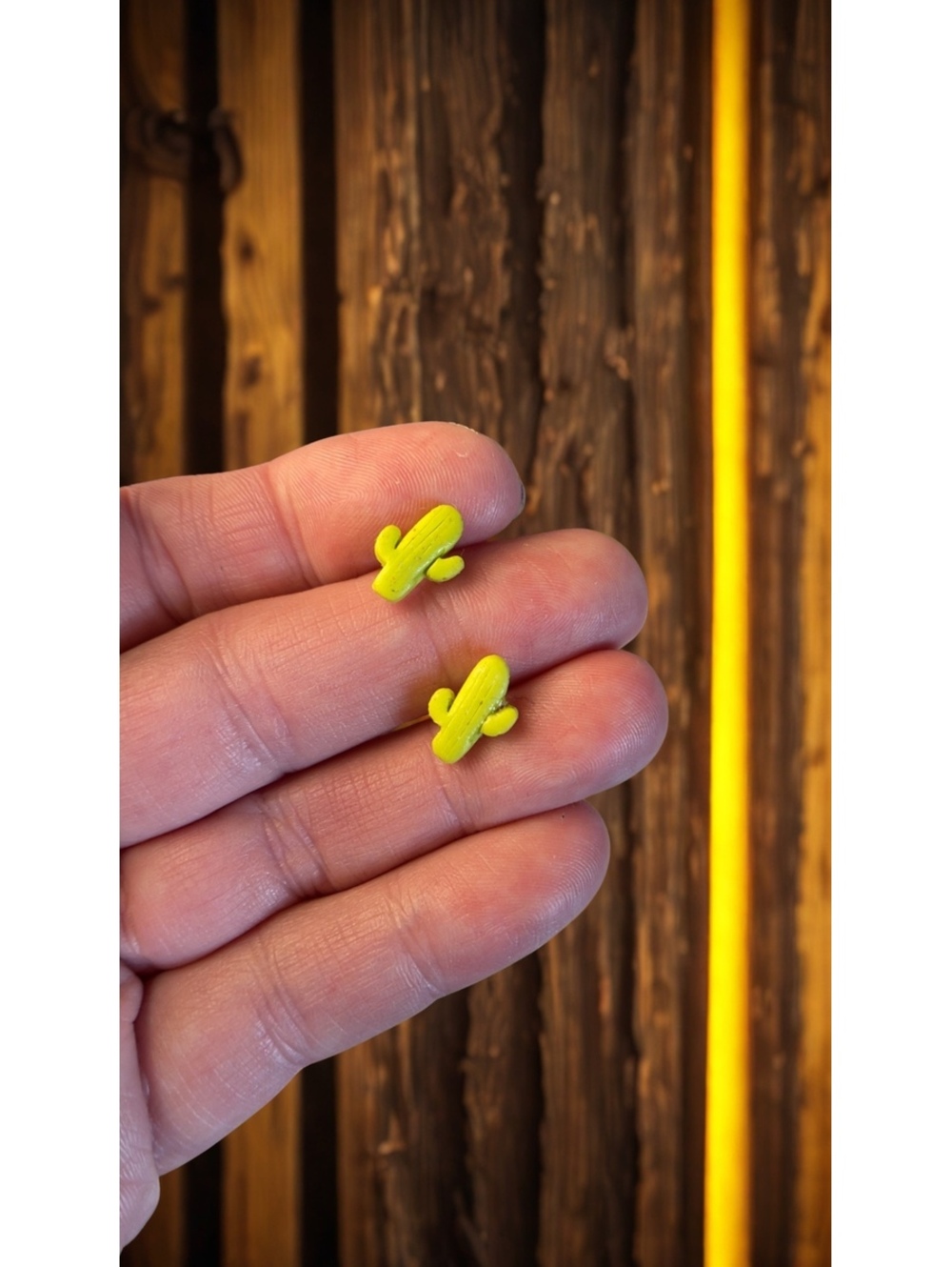 Green Cactus Polymer Clay Stud Earrings | Western Stud Earrings